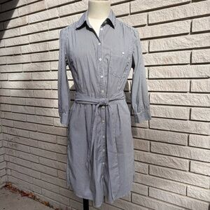 H&M Belted Pinstripe Shirt Dress Sz 4